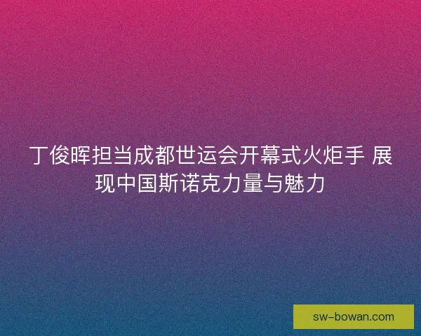 丁俊晖担当成都世运会开幕式火炬手 展现中国斯诺克力量与魅力