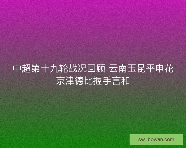 中超第十九轮战况回顾 云南玉昆平申花京津德比握手言和