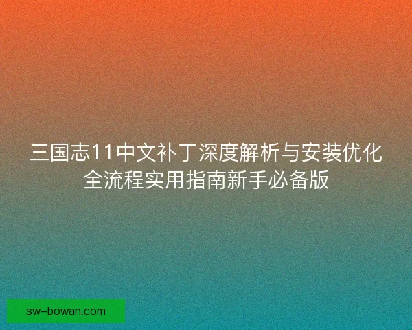 三国志11中文补丁深度解析与安装优化全流程实用指南新手必备版